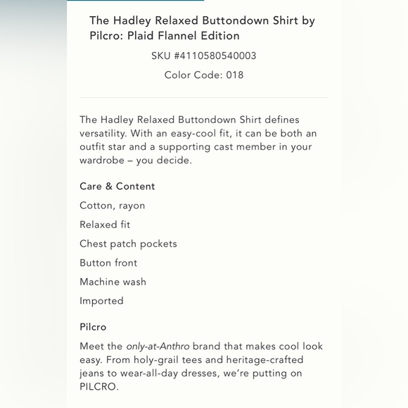 NWT new medium Anthropologie pilcro Hadley button down shirt blue plaid flannel - Picture 4 of 17